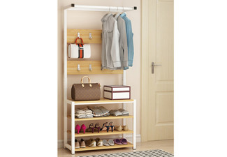 Standing Coat Rack with Shoe Storage - Two Colours Available