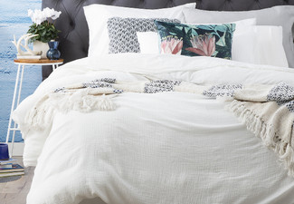 Solana Washed Cotton Textured Quilt Incl. Pillowcase - Available in Four Colours, Three Sizes & Option for Extra European Pillowcase
