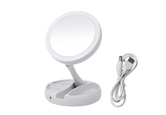 Double-Sided Foldable LED Makeup Mirror