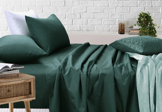 Amsons Royale Cotton Fitted Flat Sheet Set Incl. Pillowcases - Available in Six Colours & Six Sizes