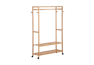 Bamboo Clothes Rack with Wheels