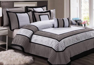 Seven-Piece Oversized Pleated Comforter Set - Three Sizes Available