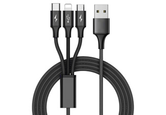 Extreme Three-in-One Charging Cable - Available in Three Colours - Elsewhere Pricing $19.99