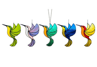 Glass Hummingbird Ornament - Five Colours Available & Option for Two-Pack