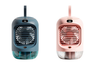 Rechargeable Three-Speed Mini Air Conditioner with Night Light - Three Colours Available