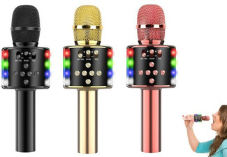 Wireless Bluetooth Karaoke Handheld Microphone Speaker - Available in Three Colours & Option for Two-Pack