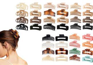 Eight-Pack Large Hair Clips Range - Five Styles Available & Option for Two