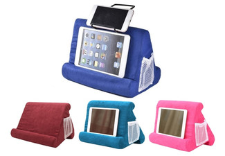 Pillow Tablet Stand with Mesh Bag & Phone Holder - Five Colours Available