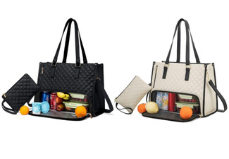 Tote Bag with Insulated Lunch Compartmentand Handbag - Available in Seven Colours