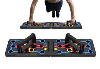 Foldable Gym Push-Up Board Rack with Grip Bar - Option for Two-Pack