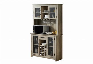 Washed-Grey Finish Wine Cabinet