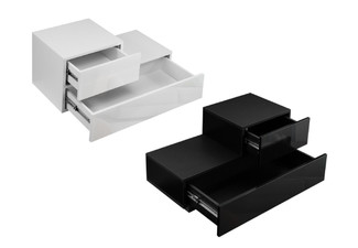 L-Shape Two-Drawer Bedside Table - Two Colours Available