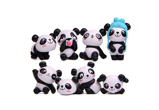 Eight-Pack Mini Resin Panda Props