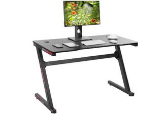 Z-Shaped Design Gaming Desk with Cable Management System
