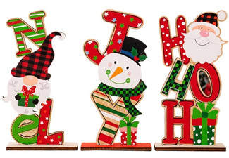 Christmas Wooden Figurine Ornaments Set - Available in Four Sizes & Three-Piece