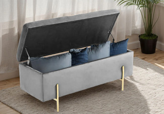 Molto Velvet Storage Ottoman Bench - Available in Two Colours