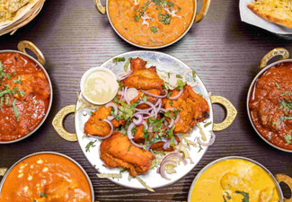 Indian Dinner for One Person Incl. Curry, Rice & Naan - Option for up to Four People - Valid for Dine-In Dinner