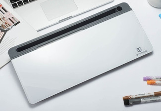 Glass Desktop Whiteboard with Storage