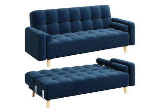 Three-Seater Velvet Convertible Sofa Bed - Available in Two Coloours