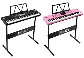 Portable 61-Key Electronic Keyboard with Mic & Stand - Two Colours Available