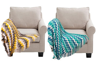 Zigzag Striped Throw Blanket - Two Colours & Two Sizes Available
