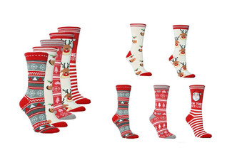 Five-Pack Unisex Christmas Socks