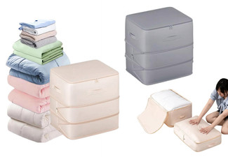 Three-Layer Space Saving Self Compression Organiser Bag - Available in Two Colours & Option for Two-Pack