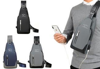 Crossbody Sling Bag with USB Port - Available in Three Colours & Option for Two