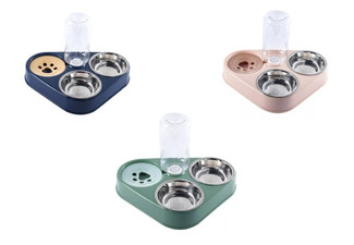 Pet Feeder Bowl with Water Bottle - Three Colours & Two Sizes Available