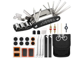 26-Piece Portable Bicycle Tool & Tyre Puncture Repair Kit