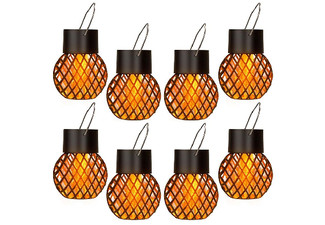 Eight-Piece Outdoor Solar LED Flame Hanging Lights