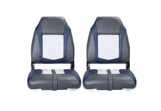 Pair of Grey & Blue Folding Boat Seats
