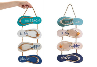 Two-Pack Wooden Beach Sign Wall Decor