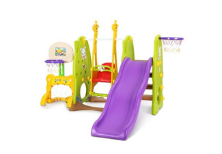 Colourful Seven-in-One Swing & Slide Playset