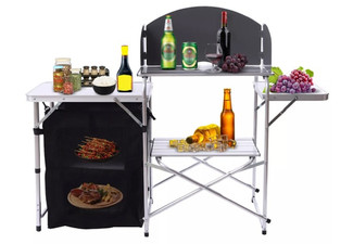 Portable Outdoor Cooking Table with Storage