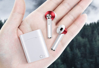 Wireless 5.0 Stereo Earbuds with a Built-In Microphone & Charging Box - Six Colours Available