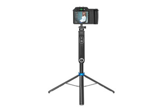 Premium Bluetooth Selfie Stick w/ Quadpod, Camera Mount & Stabilizer