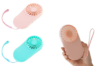 USB Rechargeable Handheld Mini Fan - Available in Two Colours & Option for Two-Pack