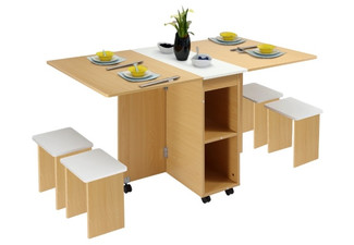 Five-Piece Multifunctional Foldable Dining Table & Chair Set