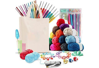 73-Piece Yarn Balls & Tote Bag Crochet Kit