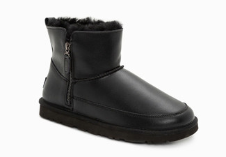 Ozwear Ugg Classic Men's Zipper Nappa Black Boots - Seven Sizes Available
