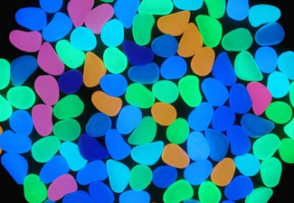 100-Piece Glow In The Dark Garden Pebble Set - Two Colours Available & Option for 200 or 400-Piece Set