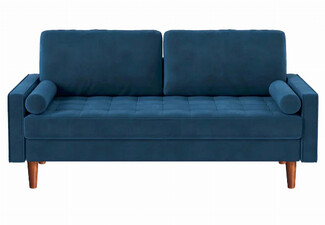 Gyllene Three-Seater Blue Velvet Sofa