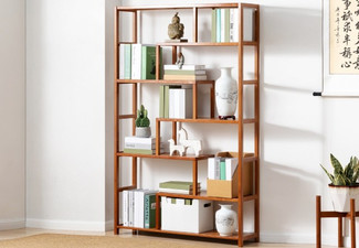 Geometry Bamboo Bookshelf - Option with Drawers Available