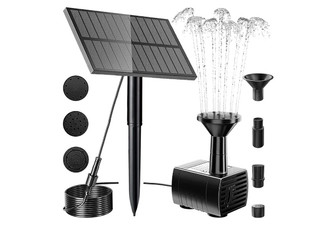 Outdoor Solar Fountain Pump Kit with Seven Nozzles