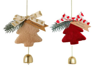 Two-Piece Christmas Tree Bell Ornaments - Available in Two Colours & Option for Two-Pack