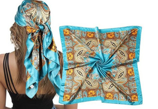 Large Square Satin Head Scarf - Three Colours Available