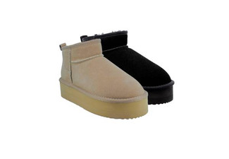 Ugg Roughland High Platform Water-Resistant Unisex Ultra-Mini Suede Sheepskin Boots - Available in Two Colours & Six Sizes