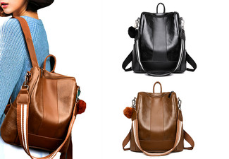 Women PU Leather Backpack - Available in Two Colours & Option for Two-Piece