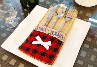 Christmas Linen Cutlery Holder - Two Options Available